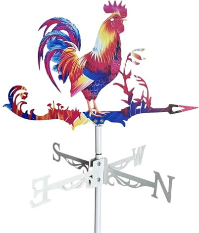 MWZBTG Girouette De Jardin en Métal - Girouettes Extérieures en Forme De Loup Et Coq | Décoration Rustique en Métal pour Toit De Ferme, Jardin Et Extérieur avec Silhouettes d'animaux