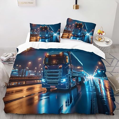 Zbeiba LKW Bettwäsche 155x220,Bettwäsche Sets,Mikrofaser Bettbezug + 2 Kissenbezug（155x220+2 * 80x80,Sti4）