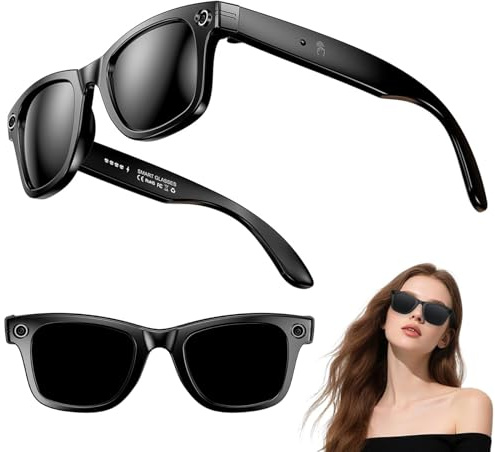 Cyanvue Ai Smart Glasses, 8mp Camera Glasses with Music & Call Features, Waterproof Ai Bluetooth Smart Eyeglasses with Camera, Sun Protection Anti-Blue Light Sunglasses for Men Women (Sunglasses)