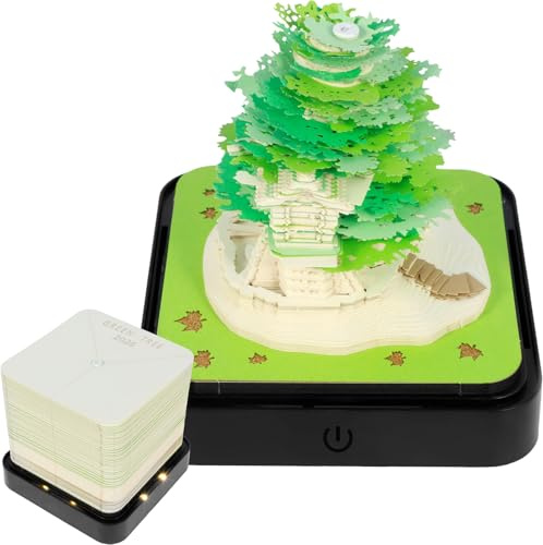 3D Abreißkalender 2026 Weihnachten, 365 Tage Schreibtischkalender mit Lampe Base, Time Piece Calendar 2026 Kunstdruckpapier Skulptur, für Notizblock Kreative Weihnachtsgeschenke (Stil 1)