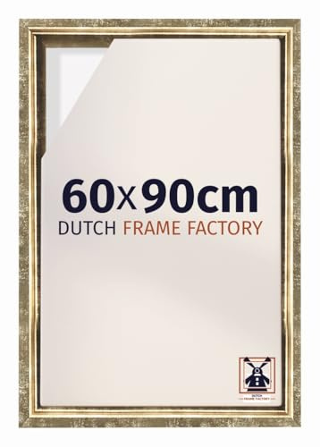 Dutch Frame Factory - Schattenfugenrahmen 60x90 cm Gold Antik - MDF | Schattenfugenrahmen für Leinwände, Geeignet für Leinwände bis 2 cm Dicke, Ohne Rückwand und Glas, Made in Holland