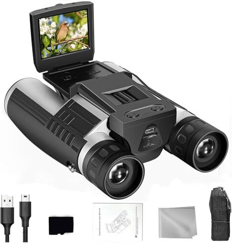 Binocolo digitale con fotocamera per adulti, display LCD da 2,4 pollici, fotocamera da 48 MP, video 2,5 K, zoom digitale 10x, ideale per concerti, bird watching e avventure all'aria aperta, con scheda