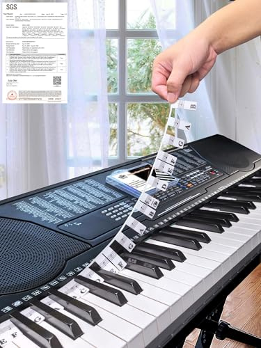 YPTSYSYS Piano Notes Guide for Beginner, Removable Piano Keyboard Note Labels for Learning, 61-Key Standard Full-Size, Made of Silicone Rubber, No Need Stickers, Reusable and Comes with Box(Black)