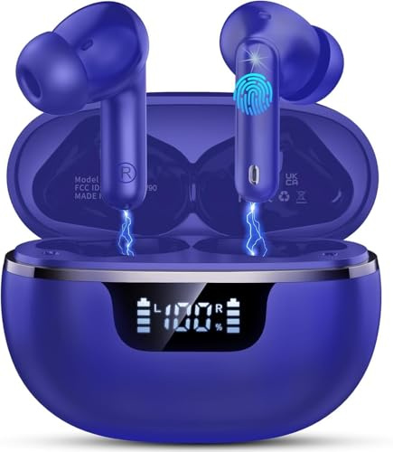 Wireless Earbuds 2026, Bluetooth 5.4 Headphones 50H Playtime In Ear HiFi Stereo Deep Bass, Ear buds with 4 ENC Noise Cancelling Microphone, Bluetooth Earphones LED Display Fast Charge, IP7 Waterproof