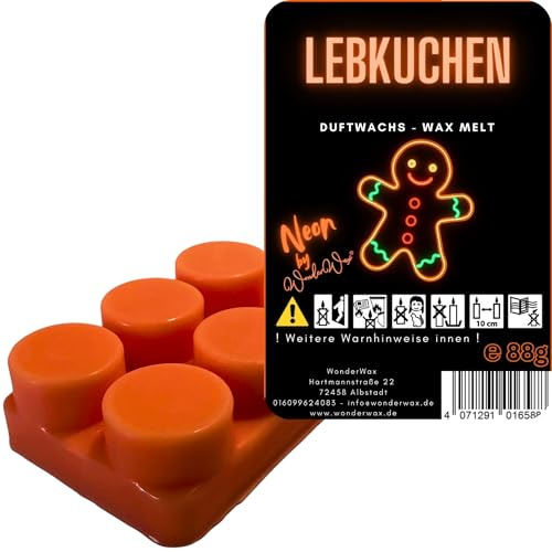 WonderWax Neon Duftriegel 6 x Duftwachs Kreise Wachsmelt Duftwachs Raumduft für Duftlampen Soja Wachs Melts Duftmelt Aroma Wellnes Kerzen Wärmer Wax Tarts Lebkuchen