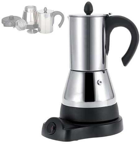 Axazcs Electric Coffee Percolator, Stainless Steel Coffee Machine, 4 Cups (200ml)/6 Cups (300ml) Capacity Coffee Maker, Automatically Switch To Keep Warm Mode, for Drip Coffee/French Press