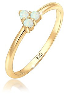 Elli Ring Damen Bandring Opal Kreis Geo Trio in 925 Sterling Silber Vergoldet