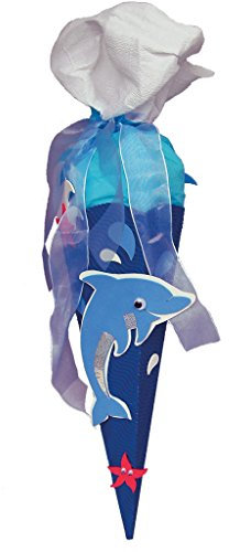 Roth Moosgummi-Schultüte Delfin - Geschwistertüte 40 cm eckig Verschluß: Krepp