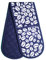 Prime Homewares Navy Blue Bean Design Pot Holder, Oven Glove, Tea Towels, Apron Navy Blue Bean Design (Double Oven Glove)