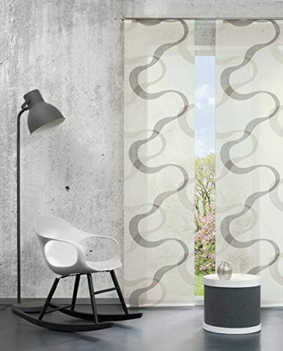 erfal Schiebevorhang Schiebegardine Flächenvorhang Raumteiler transparent 60 x 245 cm Swing Design Wellen abstrakt anthrazit