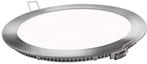 ONSSI Placa LED SuperSlim 20W Redondo Empotrado Φ220mm Downlight LED Marco Plata Luz Neutra 4000k 2000 Lúmenes