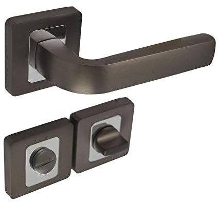 ShouSiFang Poignées de porte modernes avec finition chromée double galvanoplastie, gris anthracite, Carré de 7 mm et 8 mm