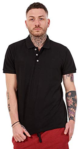 Apparel Mens Plain Solid Polo Cotton T-Shirts Regular fit Casual Formal Shirt Top M-XXL Black