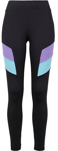 Urban Classics Damen Ladies Color Block Yoga-Hose Leggings, Schwarz (Black/Ultraviolet 02363), W(Herstellergröße: 4XL)