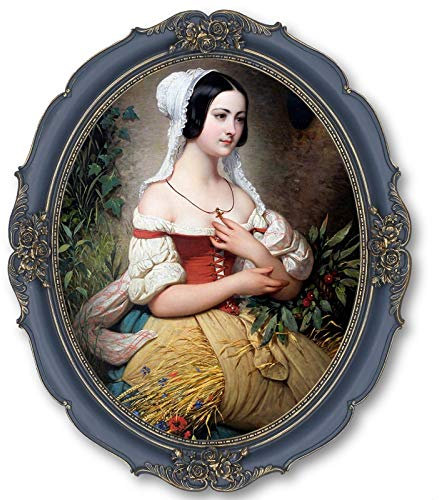 Simon's Shop Ovaler Bilderrahmen, 28 x 35 cm, Vintage-Bilderrahmen für 28 x 35 cm, antiker Wand-Bilderrahmen, viktorianischer Bilderrahmen in Marineblau mit goldenen Akzenten