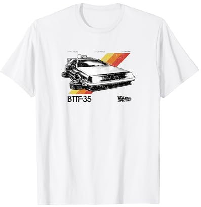 Back To The Future 35th Retro Stripe DeLorean T-Shirt