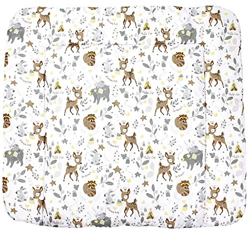 TupTam Baby Wickeltischauflage mit Baumwollbezug Gemustert, Farbe: Wilde Tiere, Größe: 70 x 70 cm