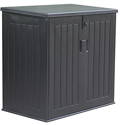 Gardiun Gartentruhe Soften, 775 Liter, 116 x 71 x 109/112,5 cm, Truhe aus Kunstharz mit Dämpfer, Boden und Türen Schwarz