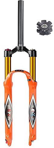 aiNPCde 26 27.5 29 Bike Forks MTB Air Suspension Fork Orange, Rebound Adjust Straight/Tapered Tube Manual/Remote Lockout Ultralight XC Mountain Bike Front Forks