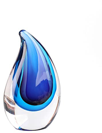 Yao Yuan Handgeblasene Glas-Skulptur im Murano-Stil, Dekofigur und Statue – wunderbares Geschenk, blau