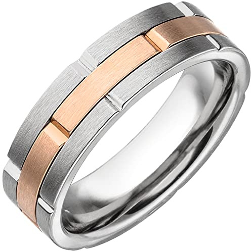 Jobo Herren-Ring Edelstahl in Bicolor-Optik Größe 60