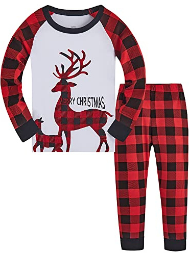 TEDD Garçons Filles Ensembles de Pyjama de Noël en Coton Mignonne Père Noël Dinosaure Bébé Vêtements de Nuit pour Enfants 1-12 Ans