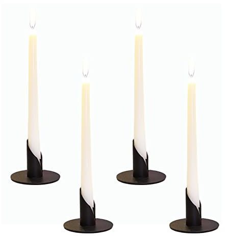 4 Stück 2,5cm Schwarz Kerzenständer, Candlelight Dinner Kerzenhalter, Kerzenständer Kommunionkerze, für Taufkerze, Weihnachten, Thanksgiving, Halloween, Geburtstagsfeiern, Candlelight-Dinner