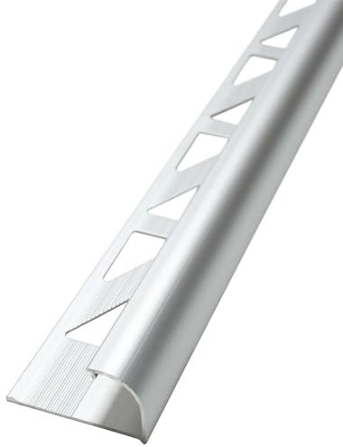 Dalsys Fliesenschiene Viertelkreisprofil Aluminium (eloxiert) Chrom glänzend 2,5m x 10mm, 5 Stück, Rundprofil Halbrundprofil