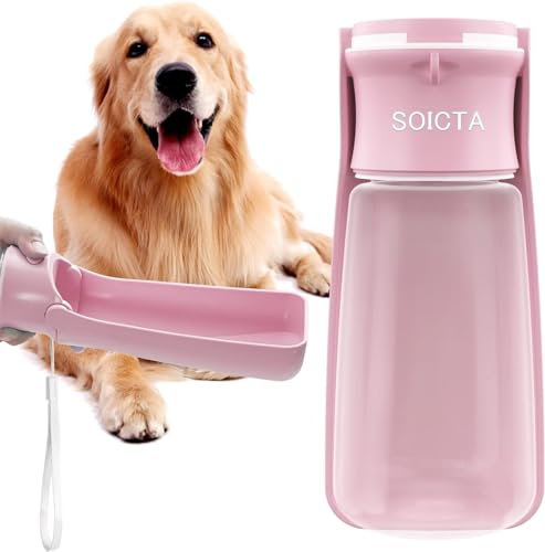 Tragbarer Hundetrinkflasche für Unterwegs 560ml Faltbarer Hunde Wasserflasche Tragbare Haustierwasserflaschen für Welpen Kleine Mittlere Große Trinkflasche Wassernapf Hunde Gadget (570 ml Rosa)