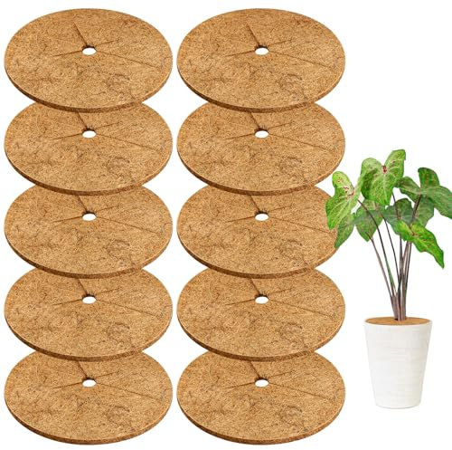 Legigo 10 Stück Kokosfasern Baum Mulch Ring Matte,34.8 cm natürliche Kokosfaser Baum Schutz Unkrautmatten für Zypressen, Baumscheibe Pflanzenabdeckung, Bodenabdeckung für Innen- und Außenpflanzen