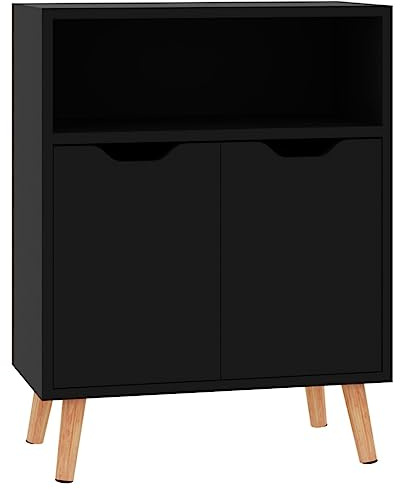 vidaXL Sideboard mit 3 Fächern Kommode Anrichte Schrank Beistellschrank Mehrzweckschrank Standschrank Wohnzimmer Hochglanz-Schwarz 60x30x72cm Holzwerkstoff