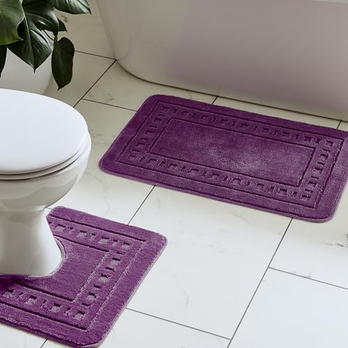 Catherine Lansfield Armoni Bath Mat and Pedestal Set Plum
