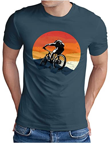 OM3® Downhill Mountainbike T-Shirt - Herren - Fahrrad MTB Bicycle Biking - Denim, L