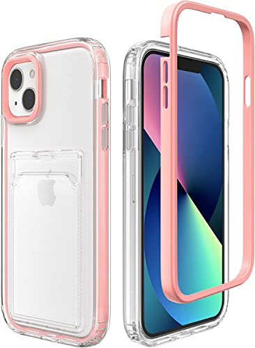 ZCDAYE Case for iPhone 12, iPhone 12 Clear Phone Case with Card Holder, Slim Clear Soft TPU Shockproof Phone Case for iPhone 12 - Pink