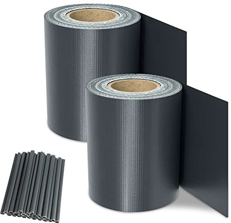 Yakimz strisce di protezione in PVC per giardino, 140 m, con 120 clip, Strisce di protezione in PVC per doppia asta, resistente alle intemperie, opaca, 450 m² colore: antracite