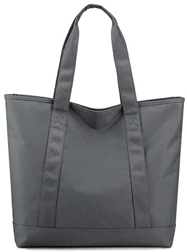 MAYMOONER Nylon Tote Bag Women Large Handbag Simple Shoulder Bag | with Zipper for School Work College Teacher Nurse Daily Use