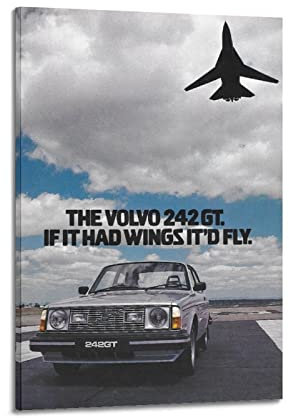 Vintage Sport Auto Poster für VOLVO 242 GT Supercar Poster Dekorative Malerei Leinwand Wand & Kunstbild Druck Moderne Familie Schlafzimmer Dekor 60 x 90 cm