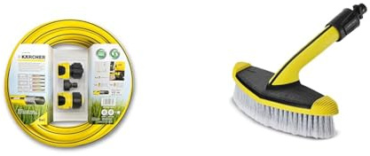Kärcher Kit di Raccordo per Idro, Tubo da 3/4, 10 m, Giallo/Nero & Kärcher 2.643-233.0, Spazzola Morbida Universale