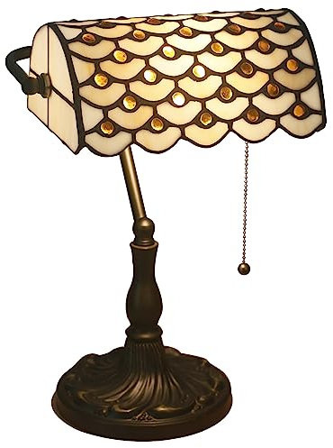 Uziqueif Bankerlampe Vintage, Tiffany Banker Lamp, Tischleuchte, Bürotischlampe, Lampenschirm Aus Glas, Nachttischlampe Für Schlafzimme