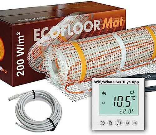 2,5 qm PREMIUM Fußbodenheizung elektrisch 500 Watt Fliese Bad Heizmatte mit WIFI Thermostat 2,5 m²