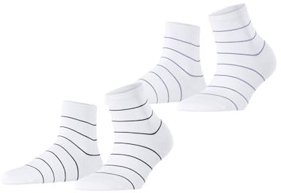 ESPRIT Damen Socken Fine Line Multipack W Sso Baumwolle gemustert 2 Paar, Mehrfarbig Weiß 0040, 39-42