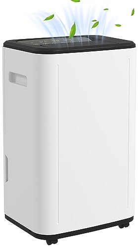 HOMCOM Deshumidificador Eléctrico 20L/Días Depósito de Agua 6L Deshumidificador Silencioso con 3 Modos 2 Velocidades Ruedas Pantalla LED Temporizador para 20-40 m² Blanco