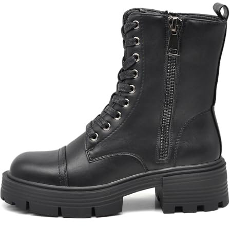 IF FASHION Stivali Stivaletti Anfibi Combat boots Scarpe da Donna Con Platform Zip Cerniera 6646 nero N.38