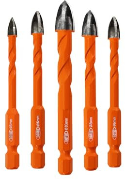 BGTEC Foret Carrelage - 5 Pièces 5/6/6/8/10MM Foret Carbure de Tungstene pour Bois, Plastique, Carreaux de Porcelaine, Céramique, Maçonnerie, Brique, Mèches universelles