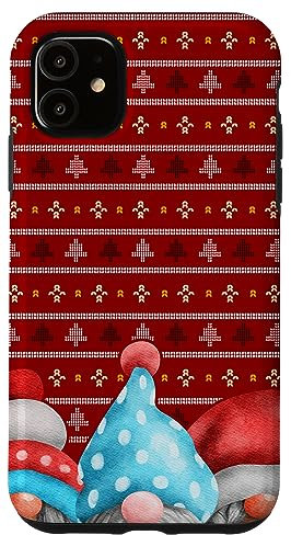Hülle für iPhone 11 Handyhülle Rot Ugly Christmas Three Gnomes Herren Damen