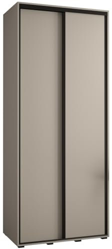 MEBLE KRYSPOL Dakota 1 Schrank mit Zwei Schiebetüren - Moderner Kleiderschrank mit Kleiderstange und Regalen - 235,2x120x60cm - Kaschmir Schwarz
