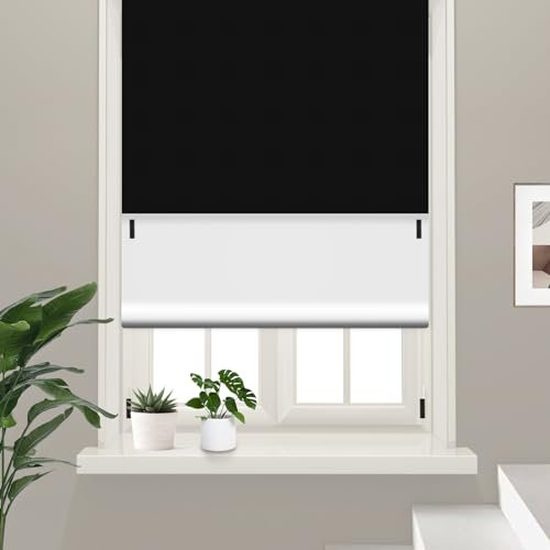Tenda oscurante 200 x 144,8 cm, 100% oscurante, adatta a qualsiasi finestra, tagliata su misura, 20 chiusure autoadesive, senza trapano, tende oscuranti per camera da letto, cameretta dei bambini