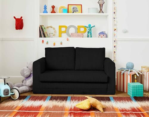 Bestmobilier Marilia - 2-Sitzer Sofa – mit Schlaffunktion – aus Cord Schwarz