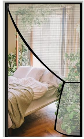 Zanzariera Magnetica Per Zanzariere, 230x250cm Tende Magnetiche Anti-Zanzare E Insetti Chiusura In Nastro Magico A Telaio Completo, Per Porta Della Cantina Porta Scorrevole Porta Della Stanza, Nero