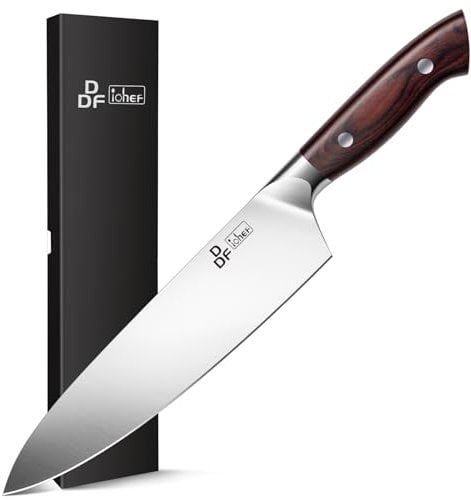 DDF iohEF Chef Knife Sharp Kitchen Knife 8 inch Japanese Stainless Steel Professional Cutting Knife Ultra-Sharp Chef's Cooking Knife with Non-Slip Ergonomic Handle and Gift Box